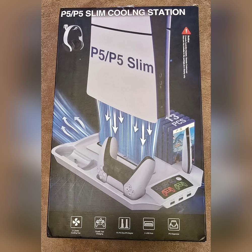 PS5/ PS5 Slim White Console Stand with Cooling Fan